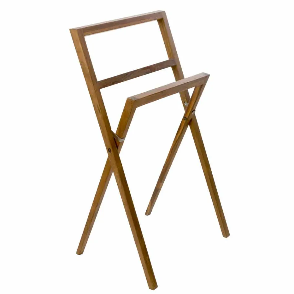 Composição 4 Móveis de Banheiro em Madeira Teca e Aço Cromado - Beatles Viadurini