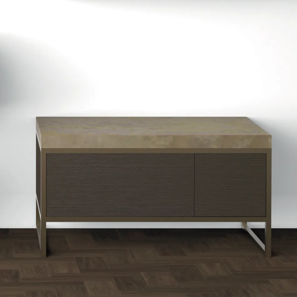 Composição 5 Móveis de Banheiro Independentes em Metal, Ecolegno e Grés Luxo - Cizco Viadurini