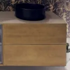 Composição 5 Móveis de Banheiro Suspensos em Madeira e Cristal Made in Italy - Renga Viadurini