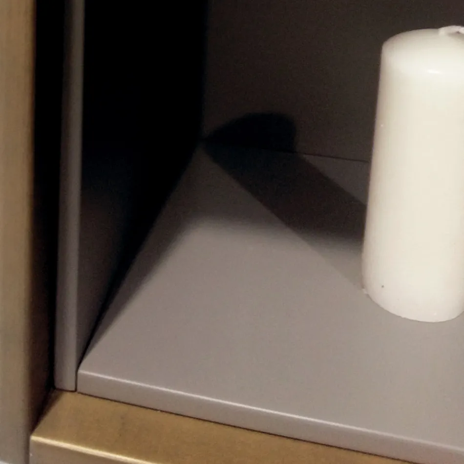 Composição 5 Móveis de Banheiro Suspensos em Madeira e Cristal Made in Italy - Renga Viadurini