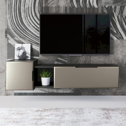 Composição moderna da parede da sala em MDF Made in Italy - Linn Viadurini