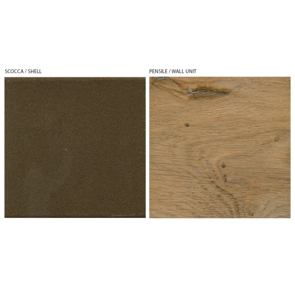 Composição de Parede Moderna em Carvalho Nórdico e Acabamento em Ferro - Iselin Viadurini