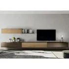 Composição de Parede Moderna em Carvalho Nórdico e Acabamento em Ferro - Iselin Viadurini