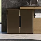 Composição Moderna de Parede em Carvalho Nórdico e Acabamento em Ferro - Siri Viadurini