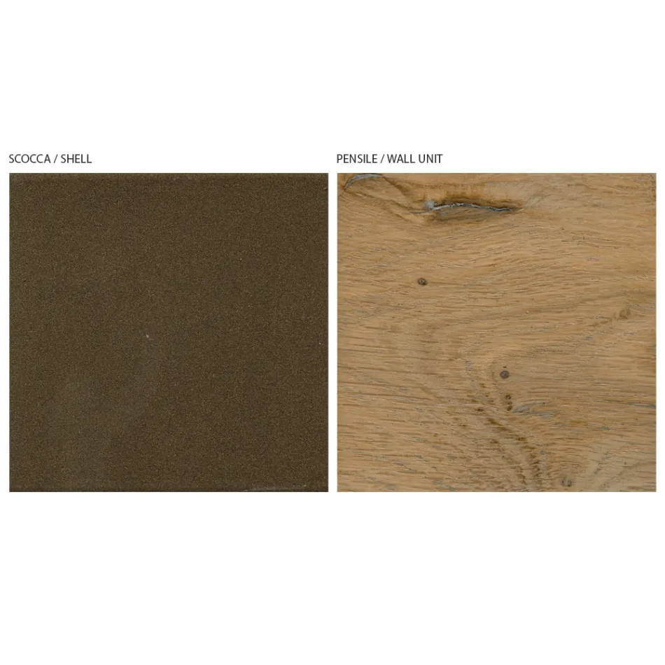 Composição Moderna de Parede em Carvalho Nórdico e Acabamento em Ferro - Siri Viadurini