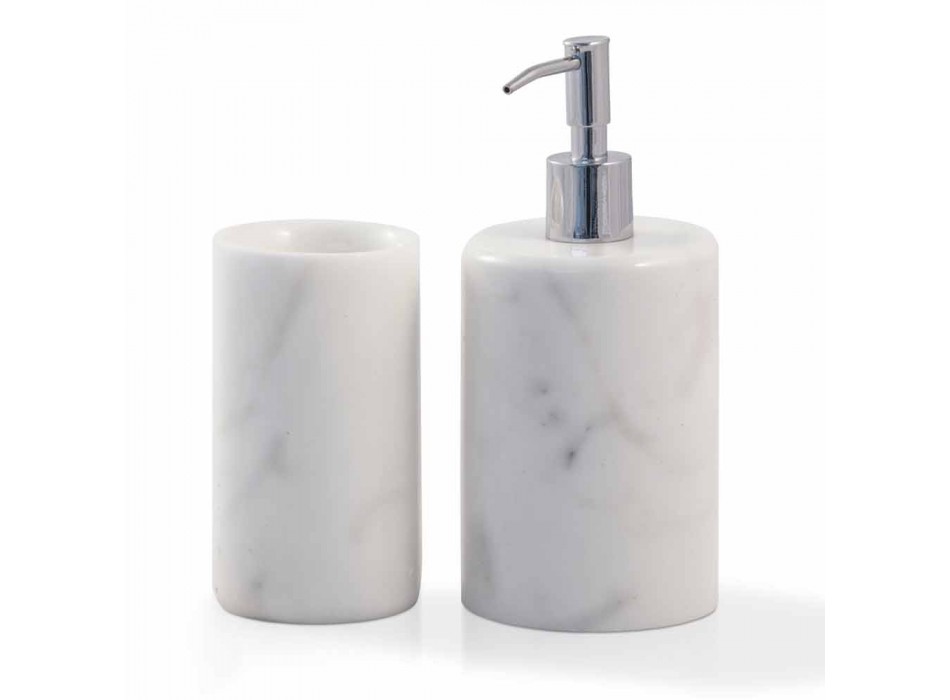 Acessórios de banheiro de composição em mármore branco de Carrara fabricado na Itália - Tuono
