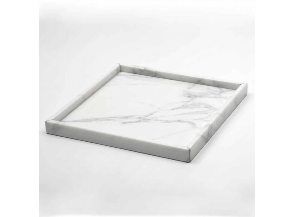 Acessórios de banheiro de composição em mármore branco de Carrara fabricado na Itália - Tuono Viadurini