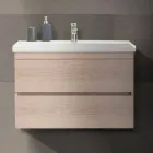 Composição suspensa da mobília do banheiro em melamina de carvalho - Becky Viadurini