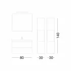 Composição suspensa da mobília do banheiro em melamina de carvalho - Becky Viadurini