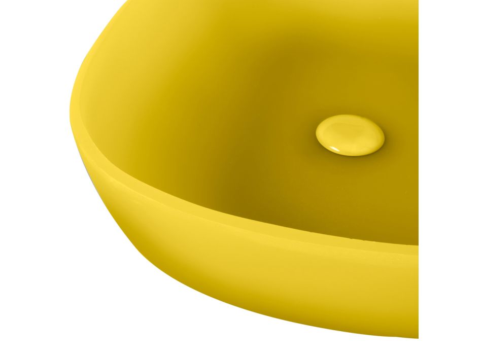 Composição de móveis de banheiro amarelo com acessórios coloridos - Sylviane Viadurini