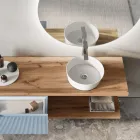 Composição de banheiro azul Tiffany e carvalho com espelho Made in Italy - Ermes Viadurini