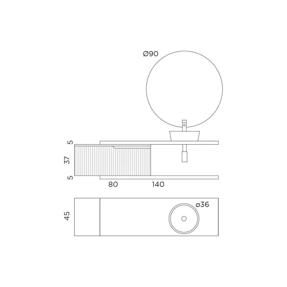 Composição de banheiro azul Tiffany e carvalho com espelho Made in Italy - Ermes Viadurini