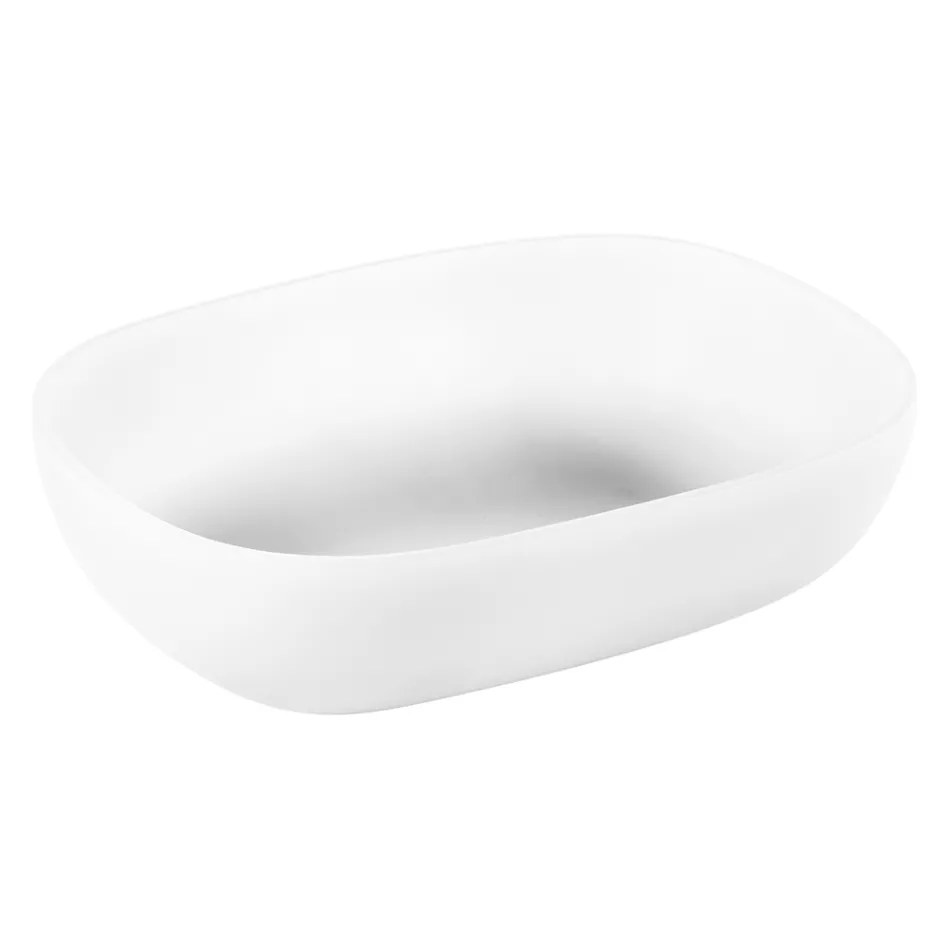 Composição de banheiro branca com acessórios resistentes a arranhões e espelho - Patryk Viadurini