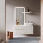 Composição de banheiro branco com espelho e prateleira Made in Italy - Ares Viadurini