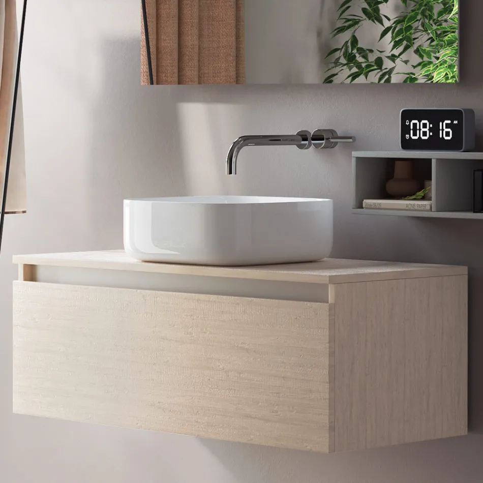 Composição de Banheiro Completo com Lavatório, Espelho e Base Made in Italy - Dream Viadurini