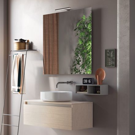 Composição de Banheiro Completo com Lavatório, Espelho e Base Made in Italy - Dream Viadurini