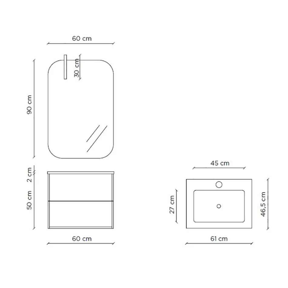 Composição de Banheiro Composta por Espelho e Base Antirrisco Made in Italy - Kilos Viadurini