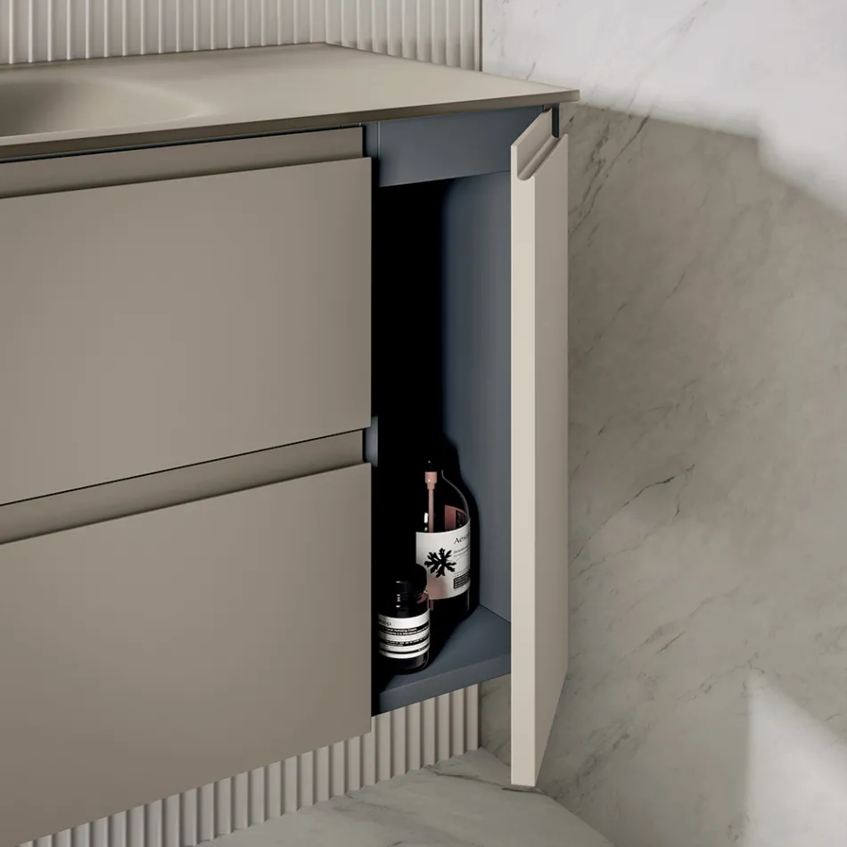 Conjunto para banheiro com base, 2 gavetas e 1 porta - Titan Viadurini