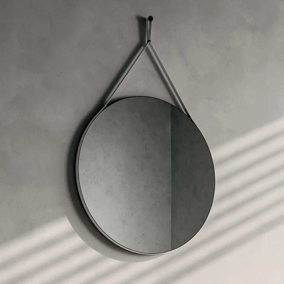 Conjunto para banheiro completo com base com rodízios, pia e espelho - Titan Viadurini