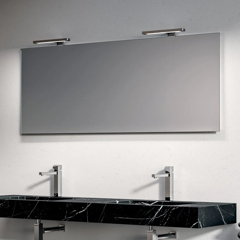 Conjunto para banheiro com 1 gaveta branca, espelho e prateleira Marquina em HPL - Velaria Viadurini