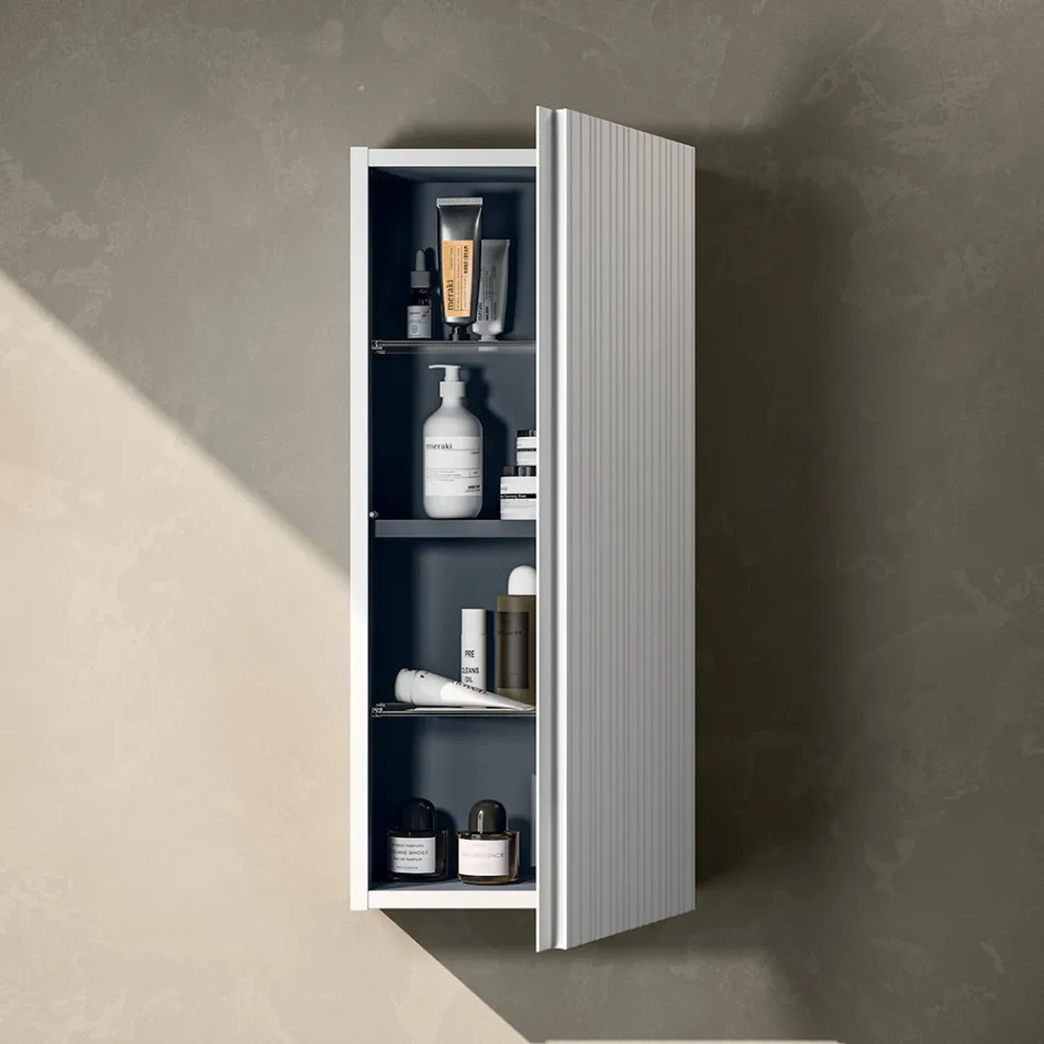 Conjunto para banheiro com 2 gavetas, 2 compartimentos abertos e pia - Elios Viadurini