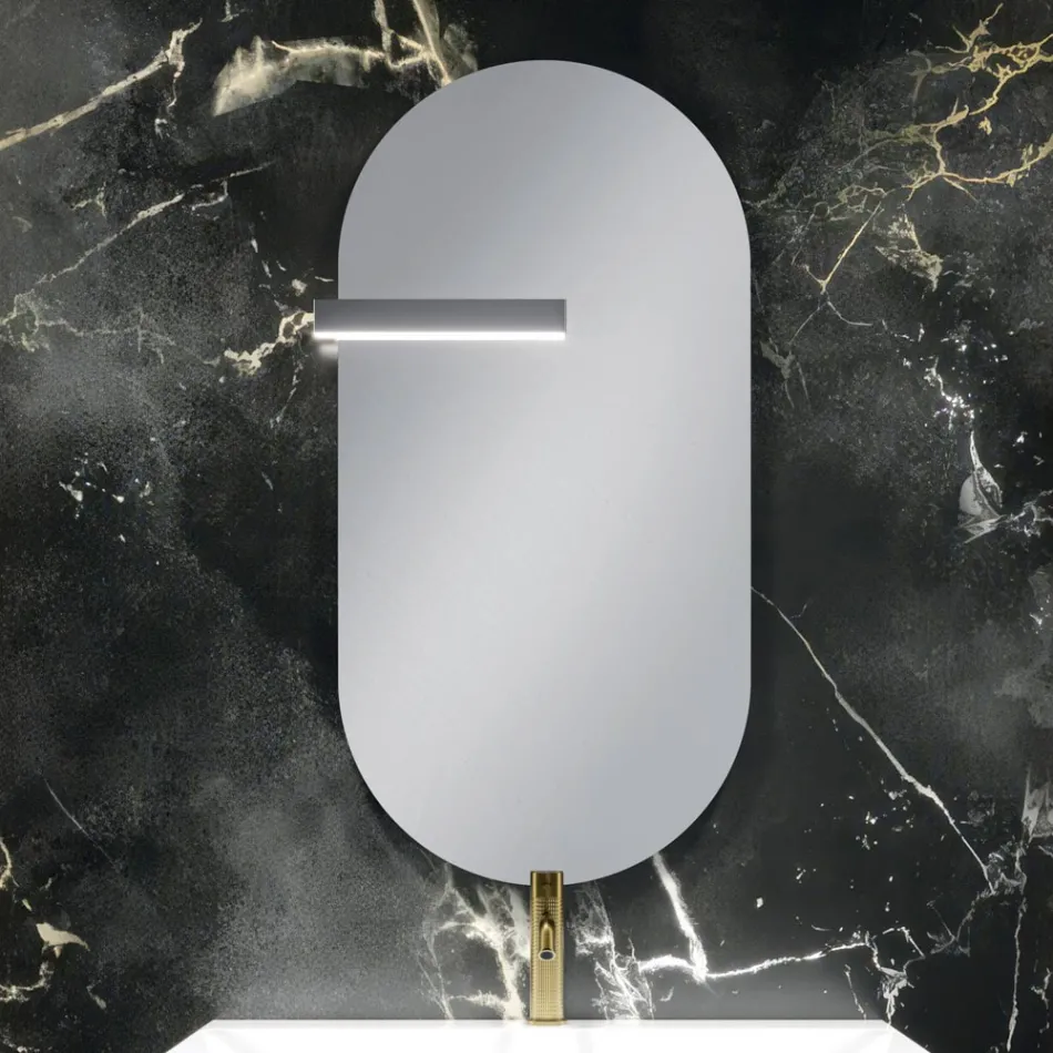 Conjunto para banheiro com 2 gavetas brancas foscas, pia e espelho - Elios Viadurini