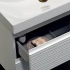 Conjunto para banheiro com 2 gavetas brancas foscas, pia e espelho - Elios Viadurini