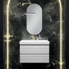 Conjunto para banheiro com 2 gavetas brancas foscas, pia e espelho - Elios Viadurini