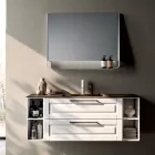 Conjunto para banheiro com 2 gavetas e 2 compartimentos abertos, espelho e pia - Magnólia Viadurini