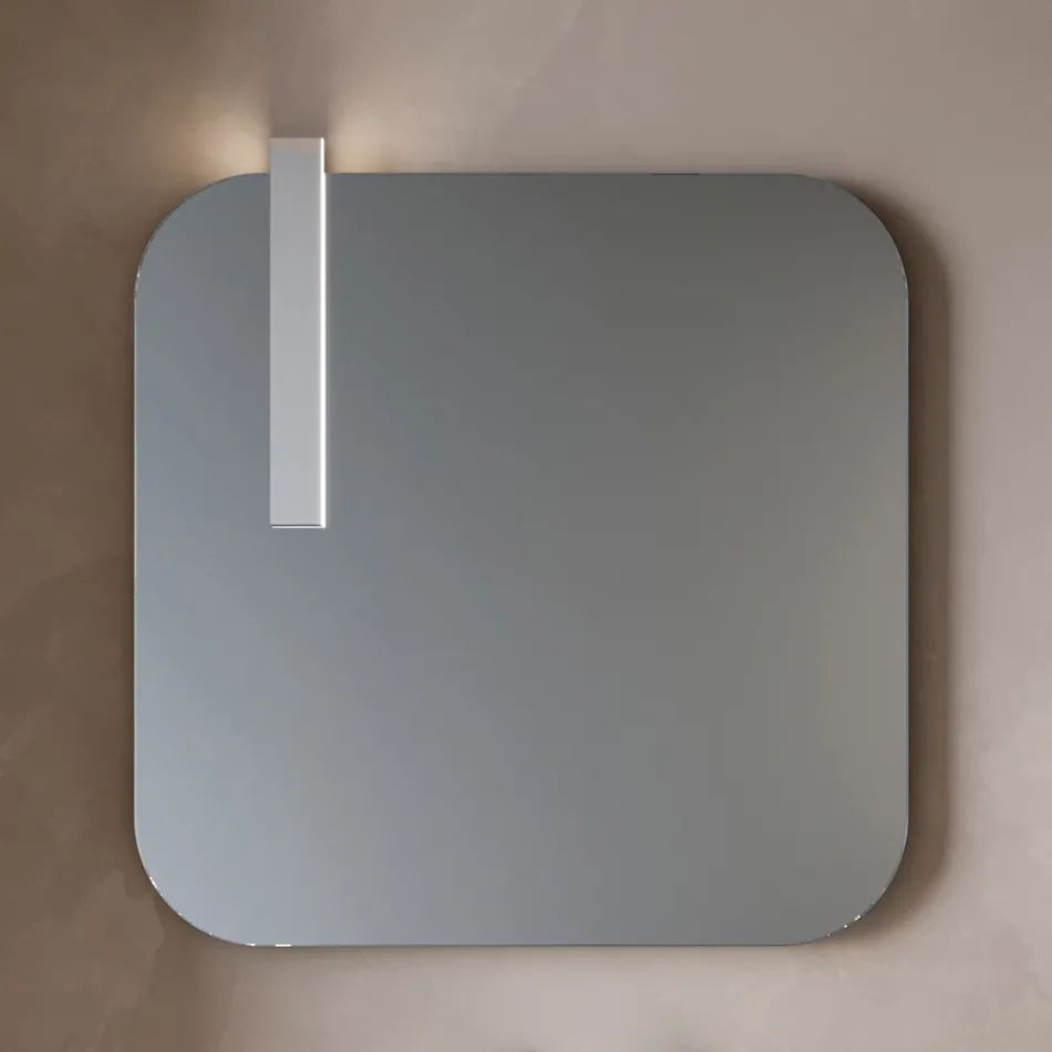 Conjunto para banheiro com 2 gavetas de carvalho, pia de cerâmica e espelho - Titan Viadurini