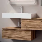 Conjunto para banheiro com 2 gavetas, pia branca, espelho e armário de parede - Elios Viadurini