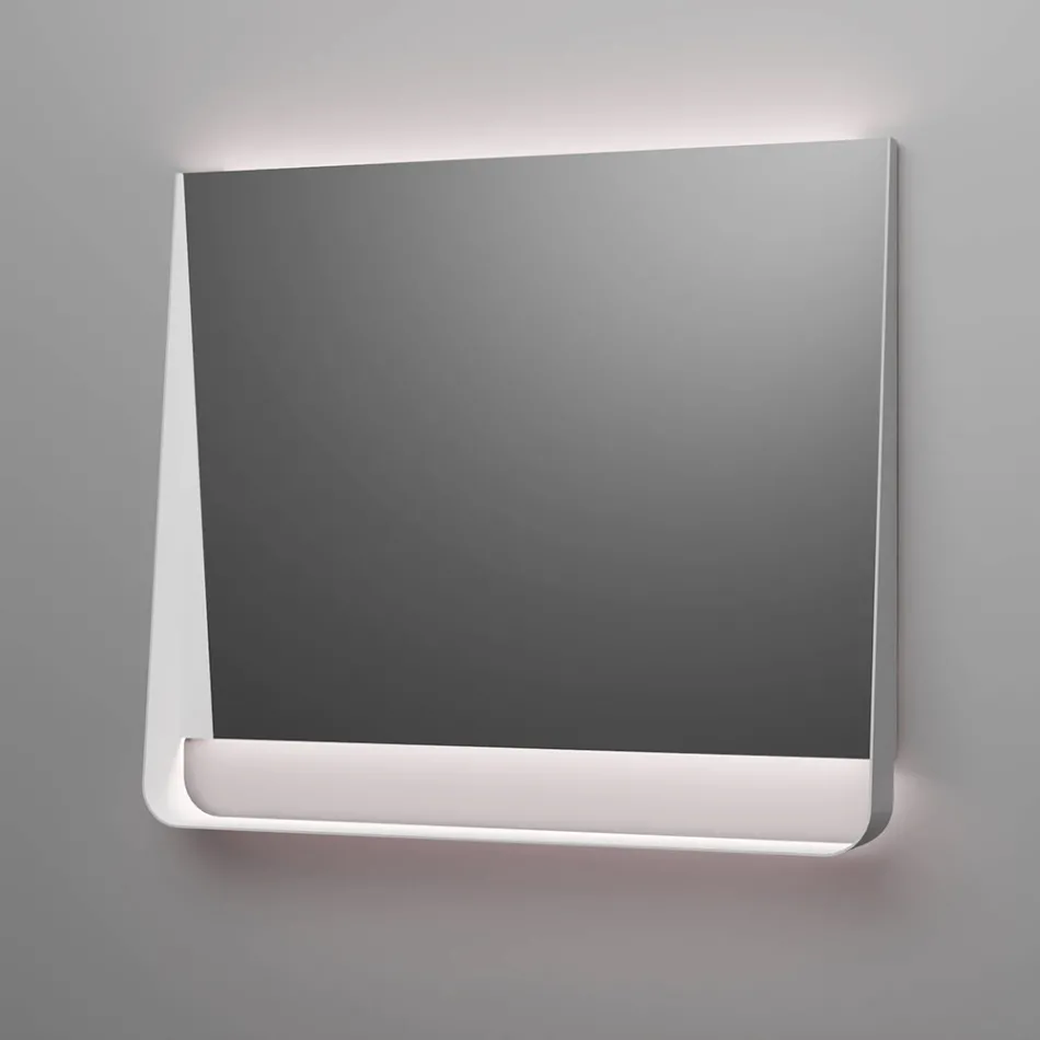 Conjunto para banheiro com 2 gavetas, pia branca, espelho e armário de parede - Elios Viadurini