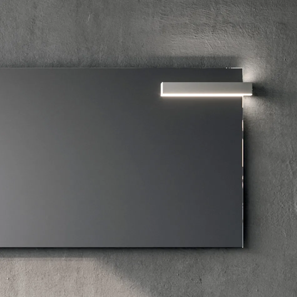 Conjunto para banheiro com 2 gavetas, pia de cerâmica Calacatta e espelho - Orione Viadurini