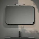 Conjunto para banheiro com 2 gavetas, pia de vidro cinza e espelho - Elios Viadurini