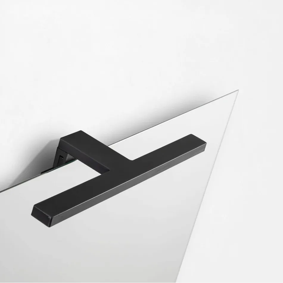 Conjunto para banheiro com 2 gavetas, pia de vidro cinza e espelho - Elios Viadurini