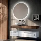 Conjunto para banheiro com 2 gavetas, espelho e pia de resina branca - Magnólia Viadurini