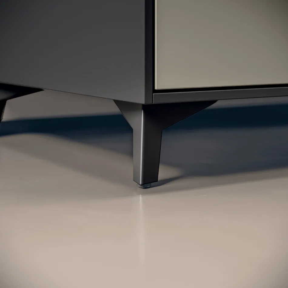 Conjunto para banheiro com 3 gavetas cinza-pombo fosco, espelho e pia - Velaria Viadurini