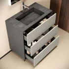 Conjunto para banheiro com 3 gavetas cinza-pombo fosco, espelho e pia - Velaria Viadurini