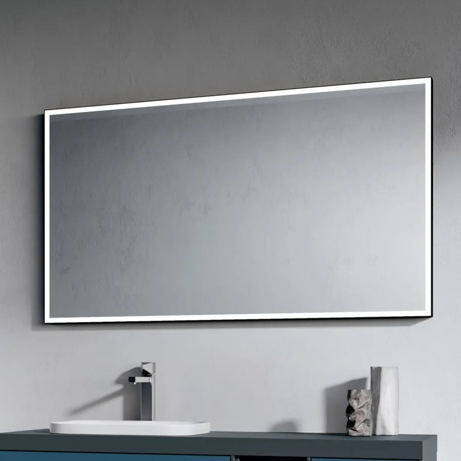 Conjunto para banheiro com 4 gavetas Avio Blue, espelho e pia - Velaria Viadurini