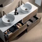 Conjunto para banheiro com 4 gavetas em carvalho Rio, espelho e pia - Velaria Viadurini