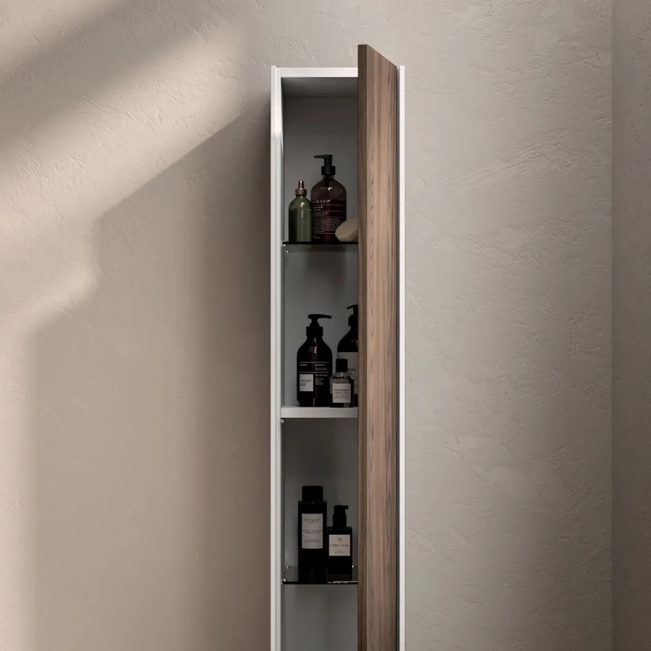 Conjunto para banheiro com 4 gavetas em carvalho Rio, espelho e pia - Velaria Viadurini