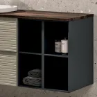 Conjunto para banheiro com 4 gavetas, pia, espelho e prateleiras abertas - Elios Viadurini