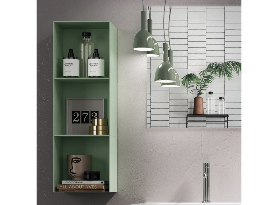 Composição de Banheiro com Base Carvalho Mel, Lavatório e Espelho Made in Italy - Kilos Viadurini