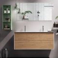 Composição de Banheiro com Base Carvalho Mel, Lavatório e Espelho Made in Italy - Kilos