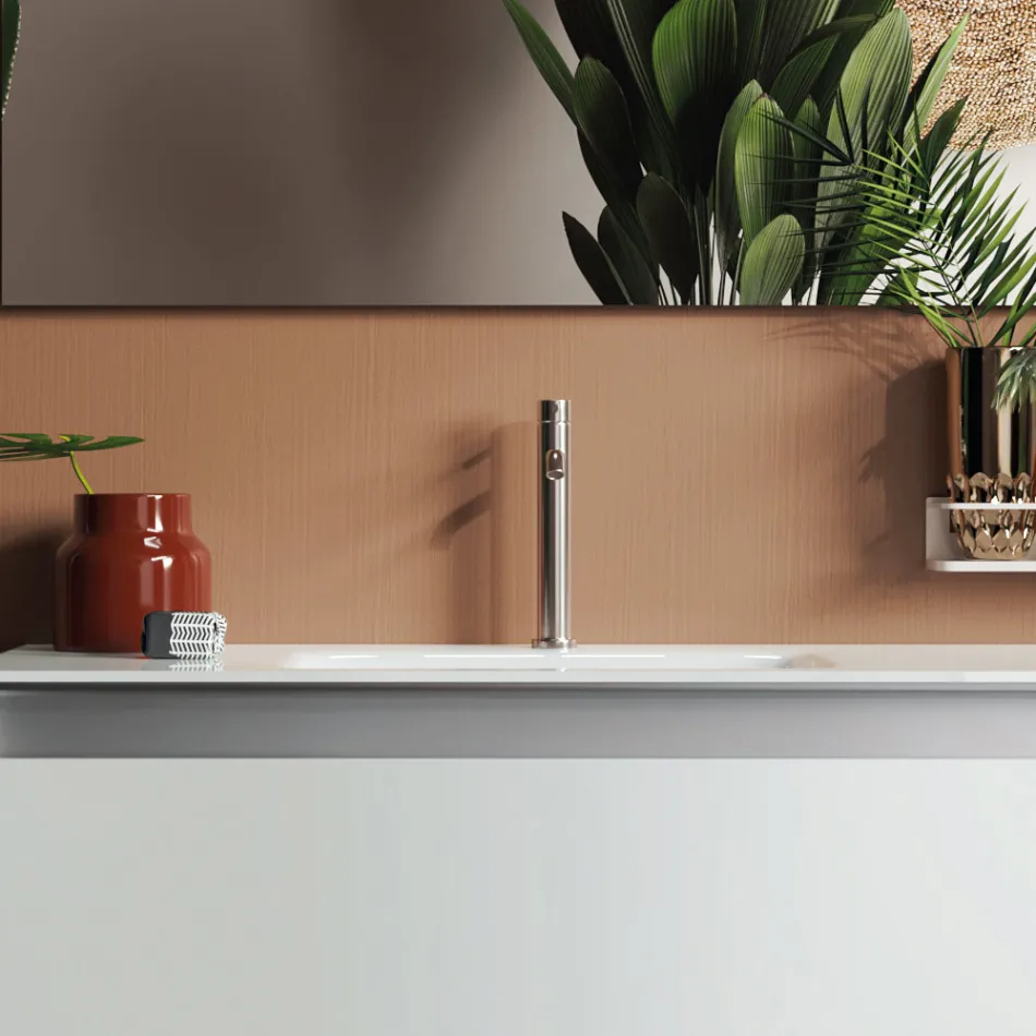 Composição de Casa de Banho com Base Suspensa, Espelho e Lavatório Made in Italy - Dream Viadurini