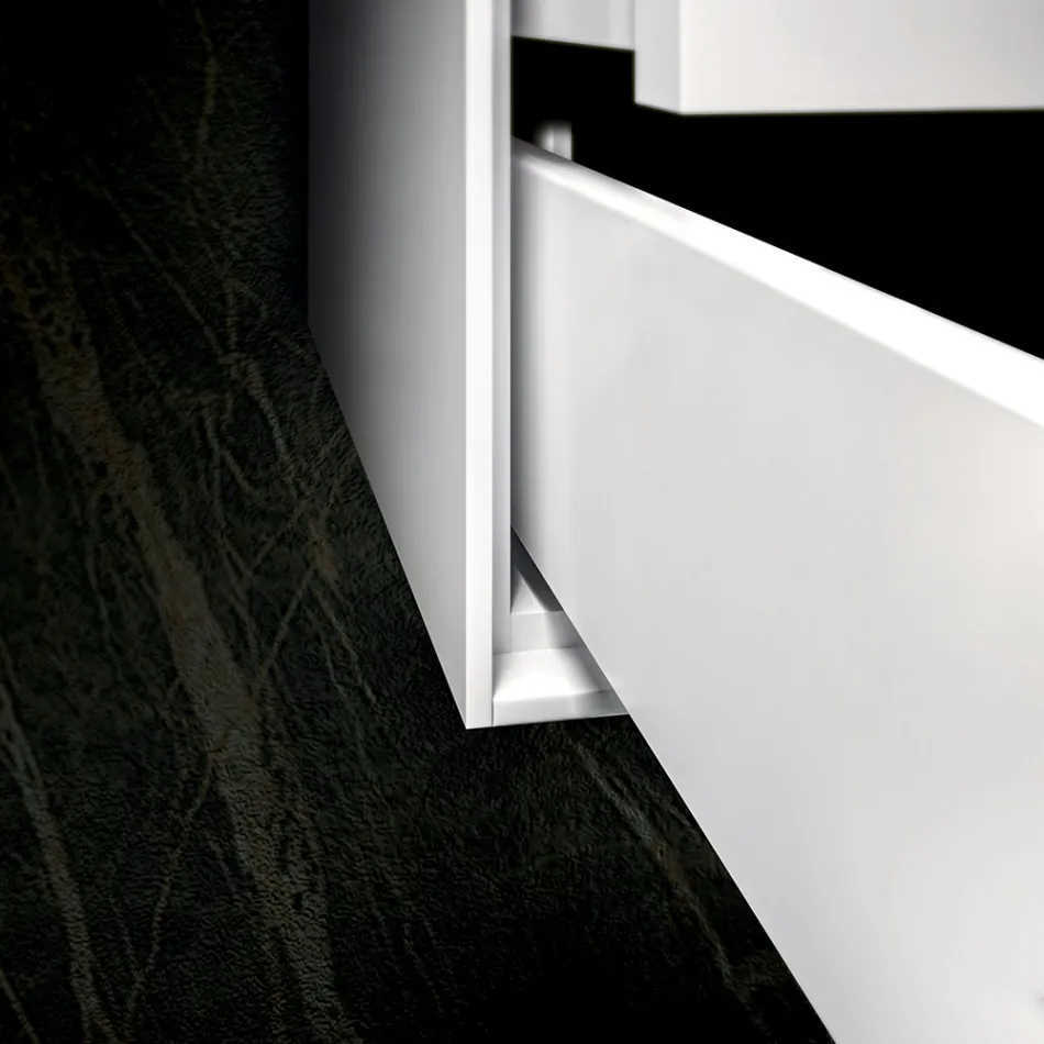 Composição de Banheiro com Base, Espelho e Lavatório em Resina Made in Italy - Kilos Viadurini