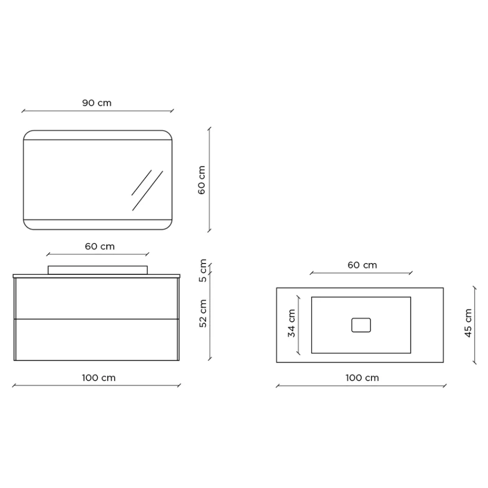 Composição de Banheiro com Base, Espelho e Lavatório em Resina Made in Italy - Kilos Viadurini