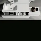 Conjunto de banheiro com gavetas, pia de cerâmica e espelho com LED - Elios Viadurini