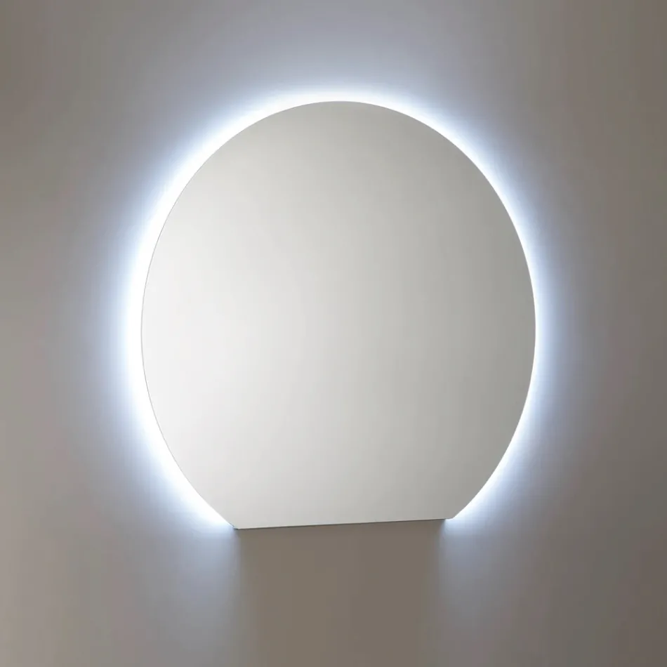 Conjunto de banheiro com gavetas, pia de cerâmica e espelho com LED - Elios Viadurini