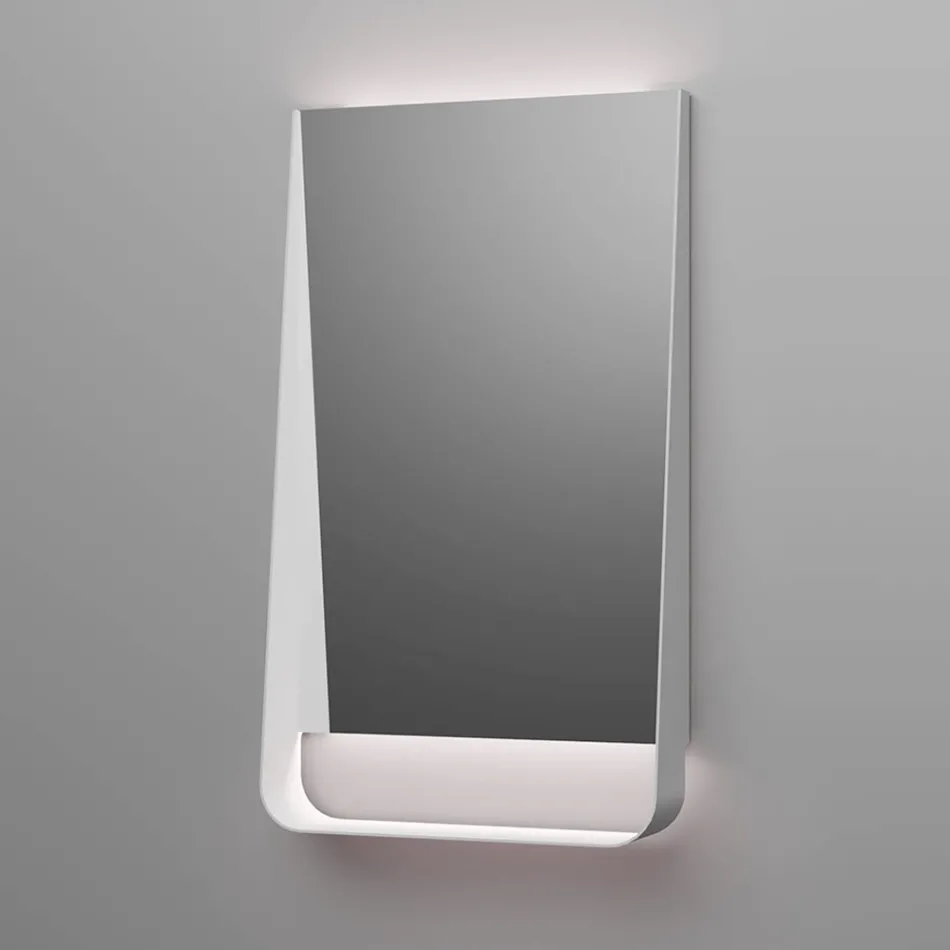 Composição para banheiro com gavetas, pia e espelho em rosa claro - Elios Viadurini